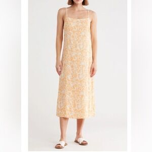 Billabong Golden Hour Maxi Dress Small Light Orange and White Tropical Print NWT